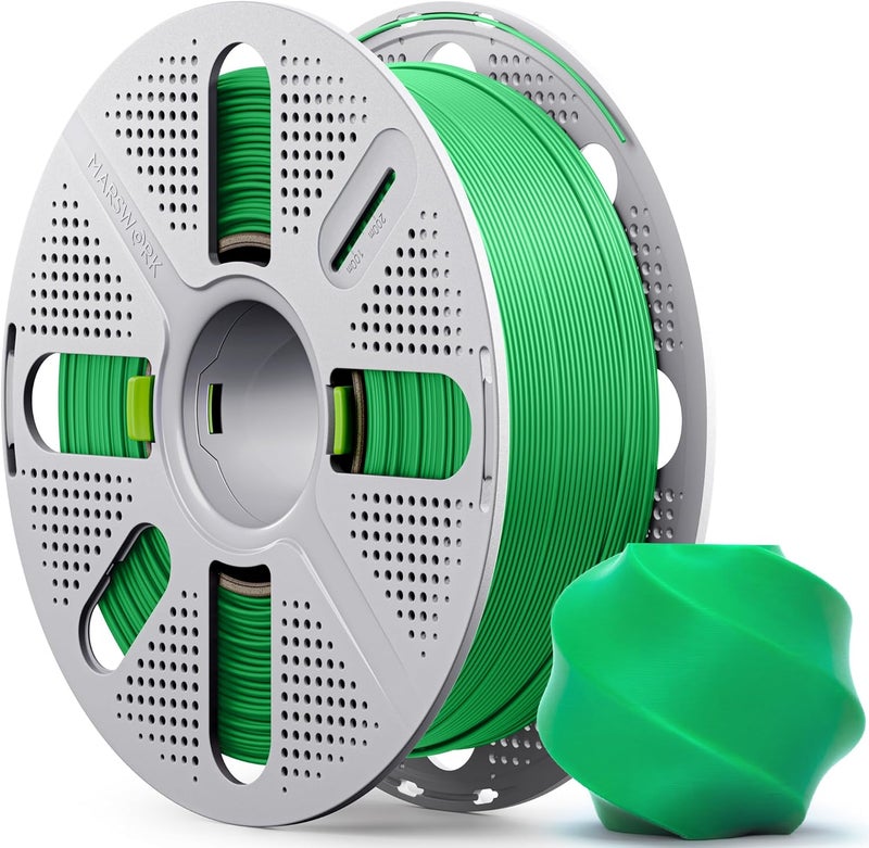 MarsWork PLA Basic, Pre-Dried Filament with Quick-Swap Reusable Spool 1kg (2.2lbs), 1.75mm 3D Printing Filament, Compatible with Bambu Lab 3D Printers – Green - Image 1